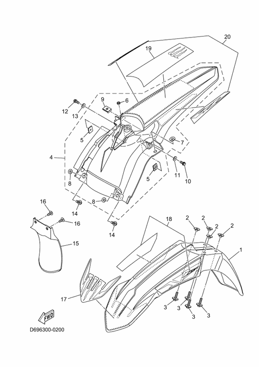 Yamaha BR9-21511-30 Fender, Front — shown on the Fender parts diagram