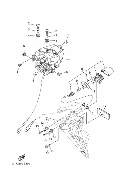 Yamaha 1WD-H4710-02 Taillight Unit Assy — shown on the Taillight parts diagram