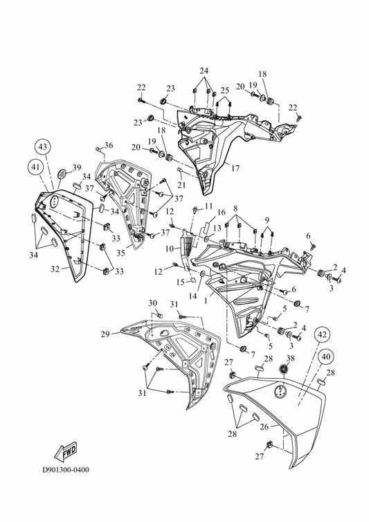 Yamaha 90520-07X00 Damper, Plate — shown on the Cowling 2 parts diagram
