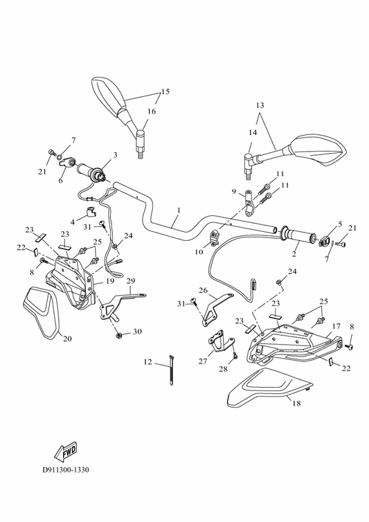 Yamaha 5PS-26133-20 . Cap — shown on the Steering Handle & Cable parts diagram