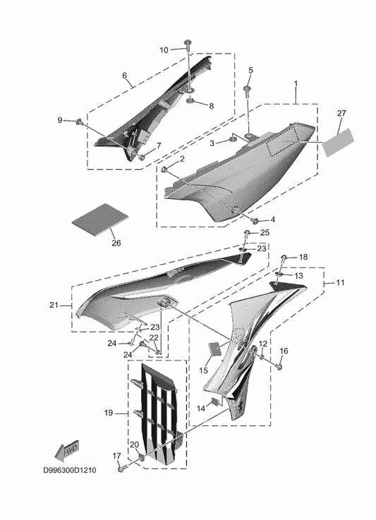 Yamaha BR8-217R0-P0 Side Cover Insert Assy. 3 (Wg) — shown on the Side Cover parts diagram