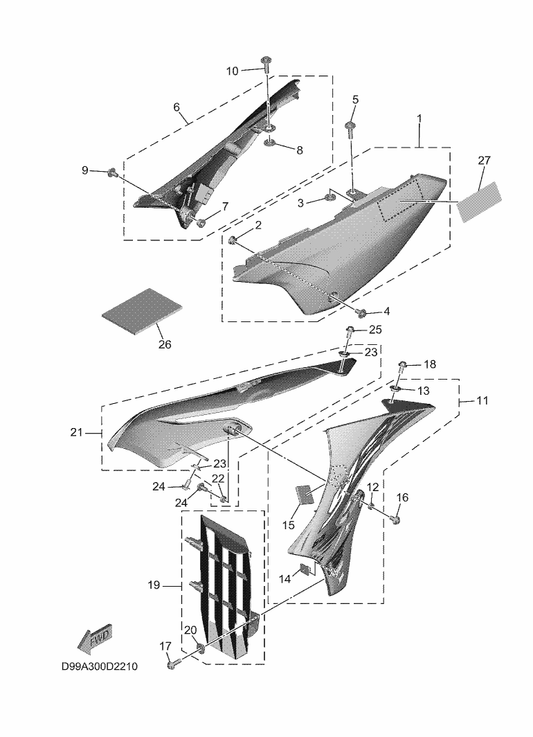 Yamaha BR8-217R0-R0 Side Cover Insert Assy. 3 (Wg) — shown on the Side Cover parts diagram