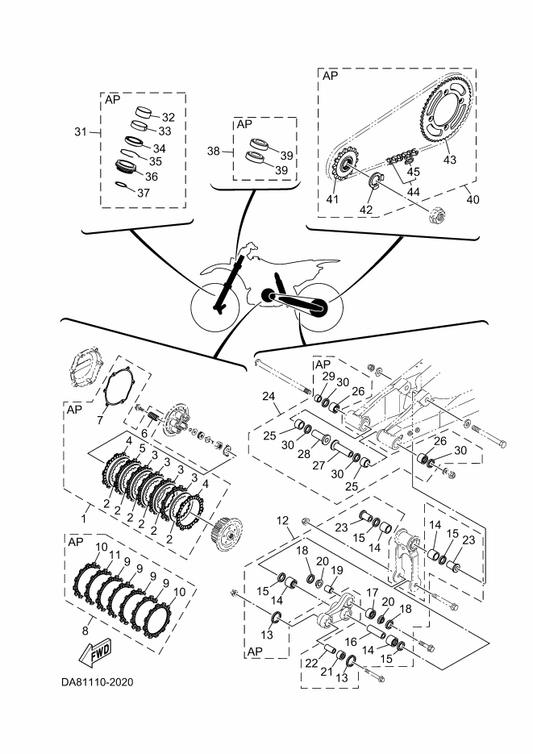 Yamaha 5PA-25451-00 . Sprocket, Driven (51T) — shown on the Maintenance Parts Kit parts diagram