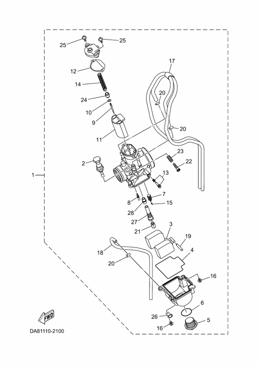 Yamaha 5PA-14101-40 Carburetor Assy 1 — shown on the Carburetor parts diagram