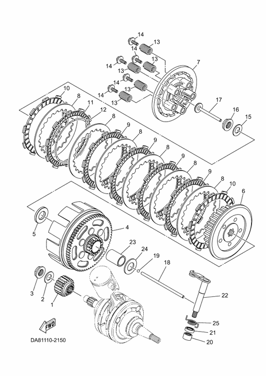Yamaha 5PA-16150-12 Primary Driven Gear Comp. — shown on the Clutch parts diagram