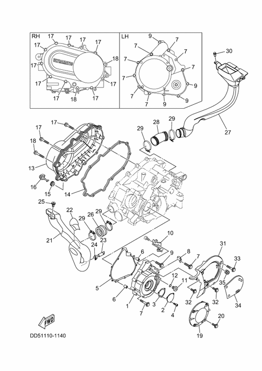 Yamaha BB5-E4271-00 Insulator — shown on the Crankcase Cover 1 parts diagram