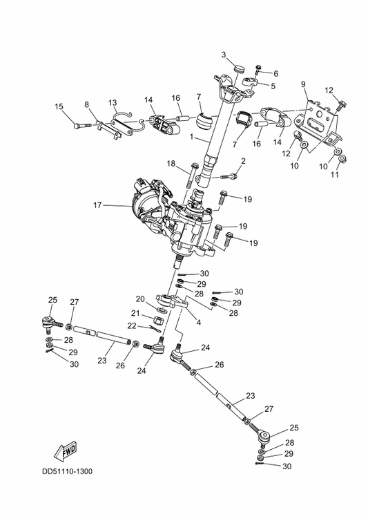 Yamaha 90105-08290 Bolt, Flange — shown on the Steering parts diagram