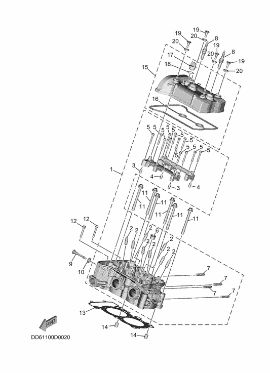 Yamaha B4D-E1190-01 Cover, Cylinder Head 1 — shown on the Cylinder parts diagram