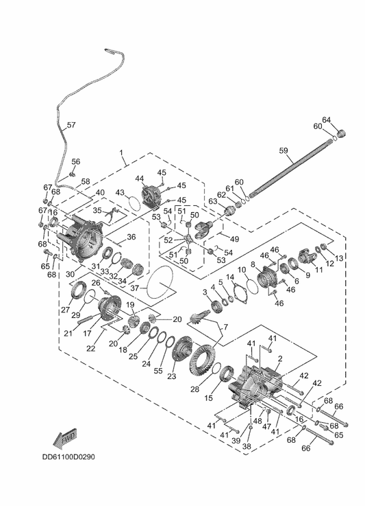 Yamaha BG4-46160-10 Front Axle Gear Case Comp. — shown on the Front Differential parts diagram