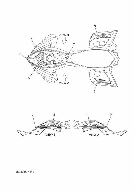 Yamaha DE3-F1599-10 Graphic 3 (Lh) — shown on the Graphics parts diagram