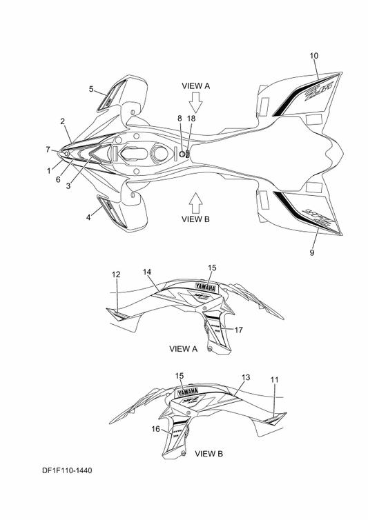 Yamaha 4KN-2836B-11 Tuning Fork Mark — shown on the Graphics parts diagram