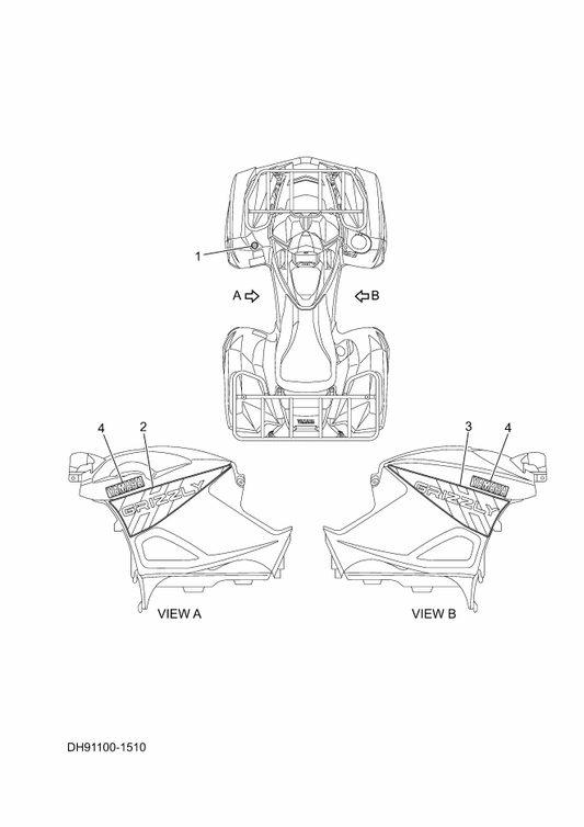 Yamaha BLT-F153A-20 Emblem, Yamaha — shown on the Graphics parts diagram