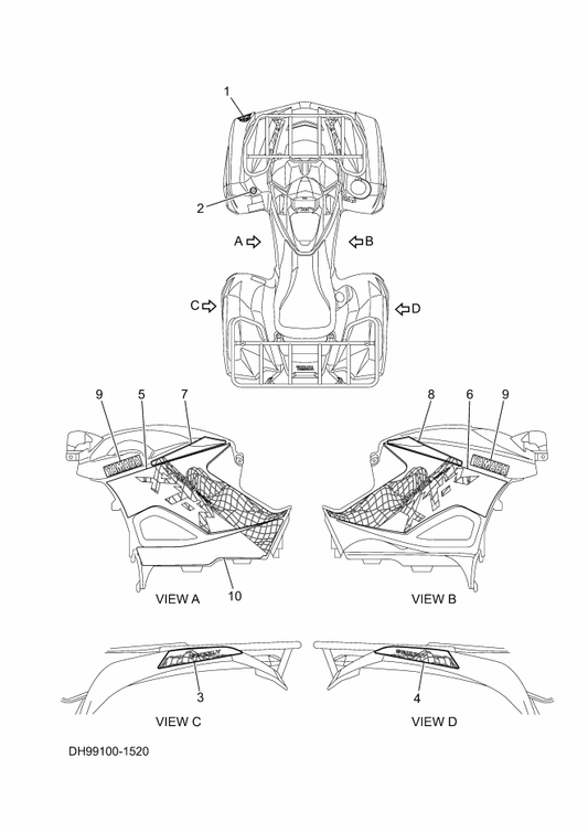 Yamaha DH9-F1737-00 Emblem — shown on the Graphics parts diagram