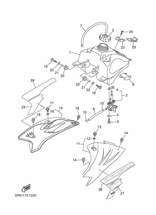 Yamaha DP6-F4246-00 Graphic 3 — shown on the Fuel Tank parts diagram
