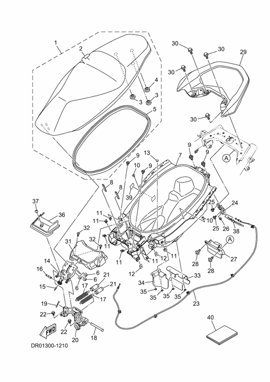 Yamaha BLS-F1621-00 Flap — shown on the Seat parts diagram