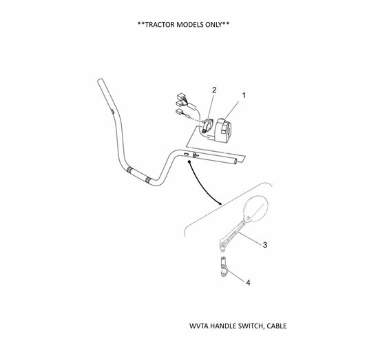 Yamaha YME-FMBBR-20 Mirror Bracket With Thread — shown on the Wvta Handle Switch, Cable parts diagram