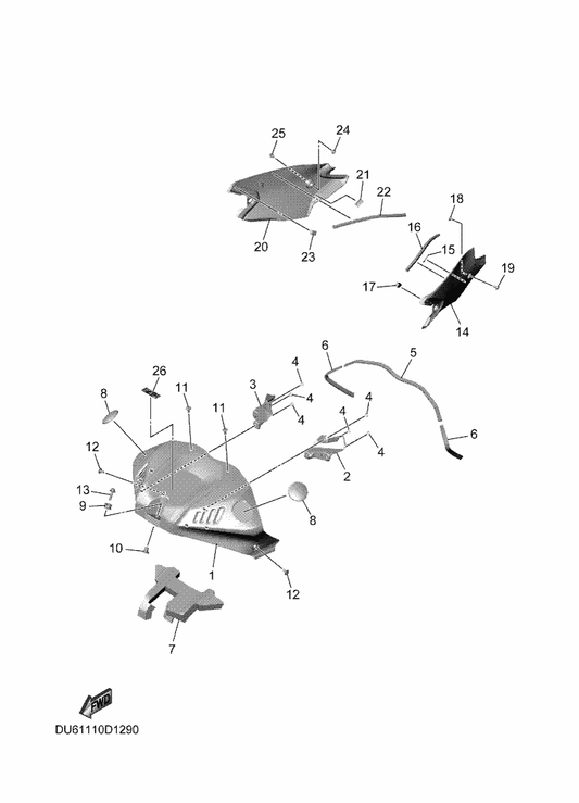 Yamaha D68-2164B-00 Emblem,3D — shown on the Fuel Tank 2 parts diagram