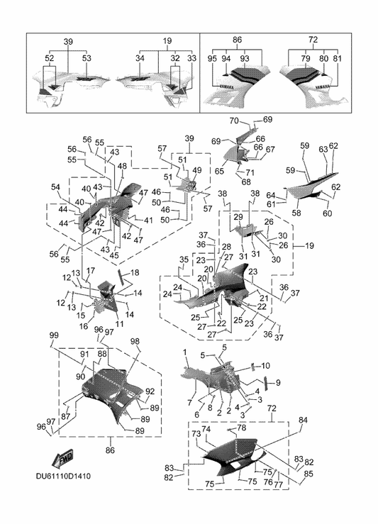 Yamaha 2D1-21649-00 . Damper — shown on the Cowling 2 parts diagram