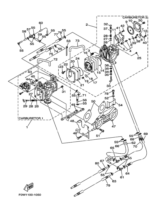 Yamaha 66E-14251-00 . Nipple — shown on the Carburetor parts diagram