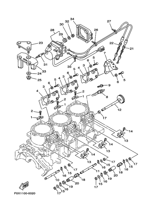 Yamaha 90201-08M09 Washer, Plate — shown on the Cylinder & Crankcase 2 parts diagram