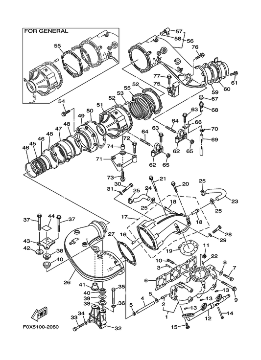 Yamaha 93606-14081 . Pin, Dowel — shown on the Exhaust 1 parts diagram
