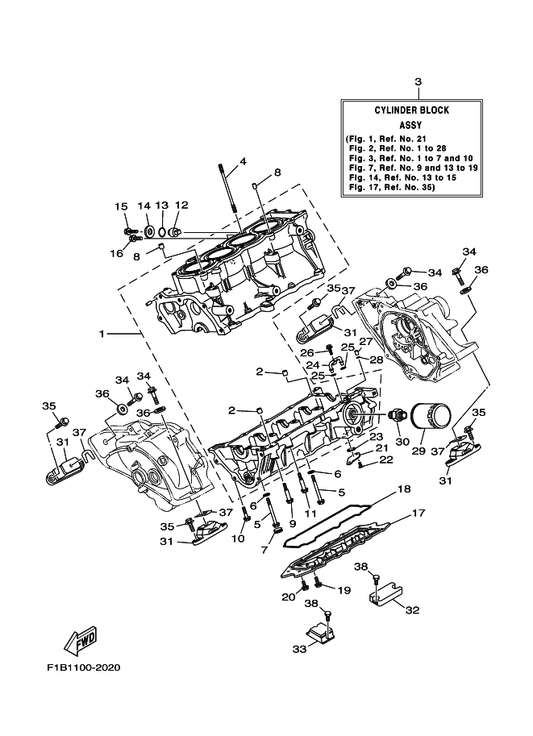 Yamaha 90116-10619 Bolt, Stud — shown on the Crankcase parts diagram
