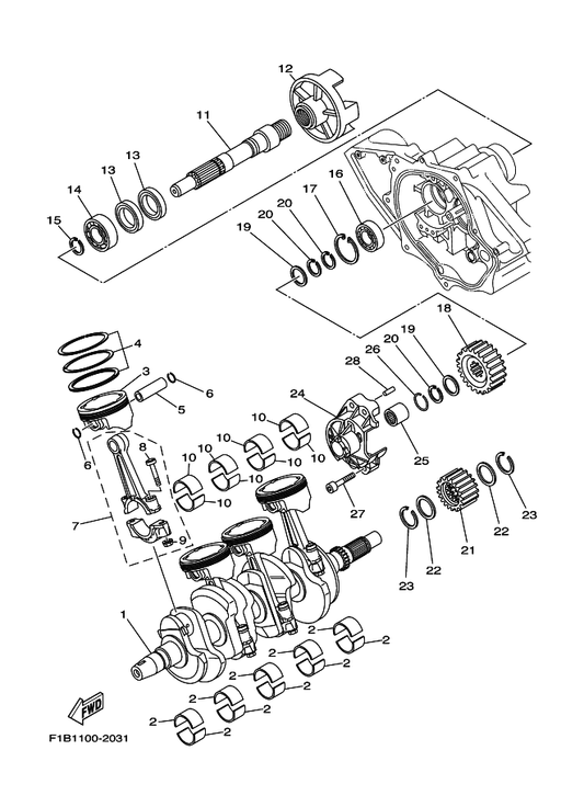 Yamaha 90468-12069 Clip — shown on the Crankshaft & Piston parts diagram