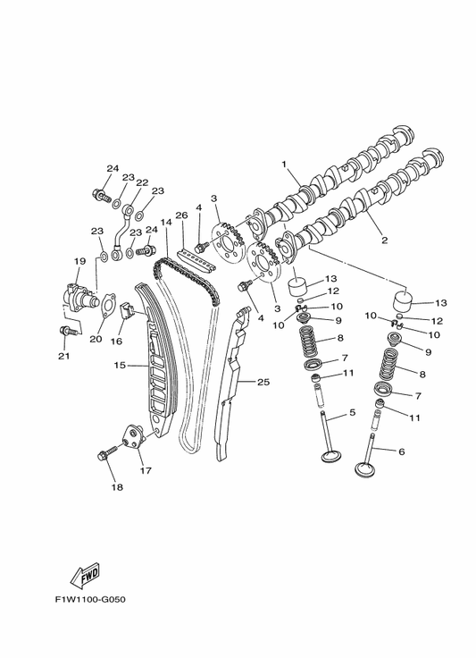 Yamaha 3LD-12169-31 Pad, Adjusting (1.95) — shown on the Valve parts diagram