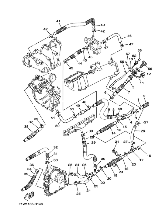 Yamaha 90467-170A0 Clip — shown on the Exhaust 2 parts diagram