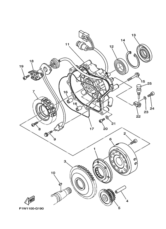 Yamaha 90280-03047 Key, Woodruff — shown on the Generator parts diagram