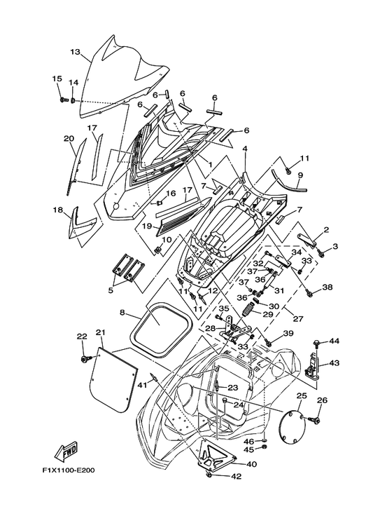Yamaha 90111-05017 Bolt, Hexagon Socket Button — shown on the Engine Hatch 2 parts diagram