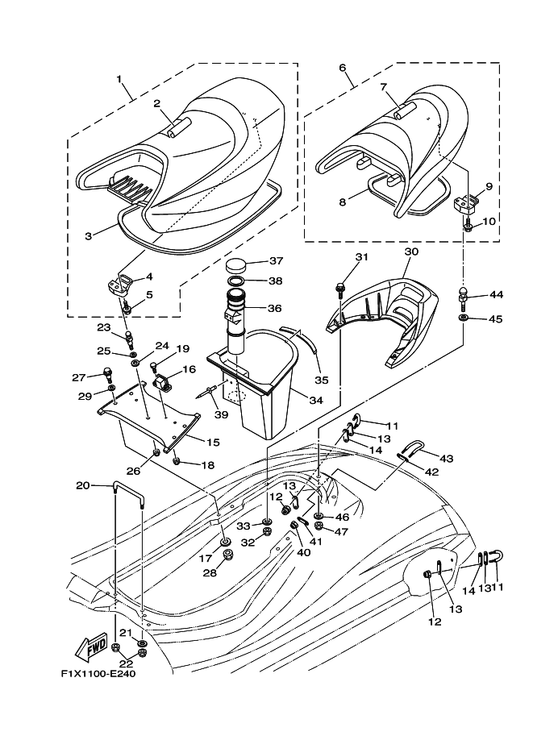 Yamaha GH1-U3774-00 . Pin — shown on the Seat & Under Locker parts diagram