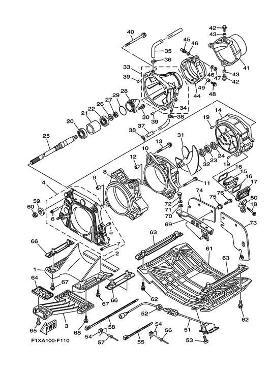 Yamaha 90201-068M4 Washer, Plate — shown on the Jet Unit 1 parts diagram