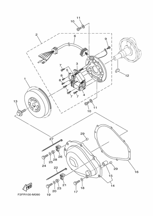 Yamaha 97902-04122 . Screw, With Washer — shown on the Generator parts diagram