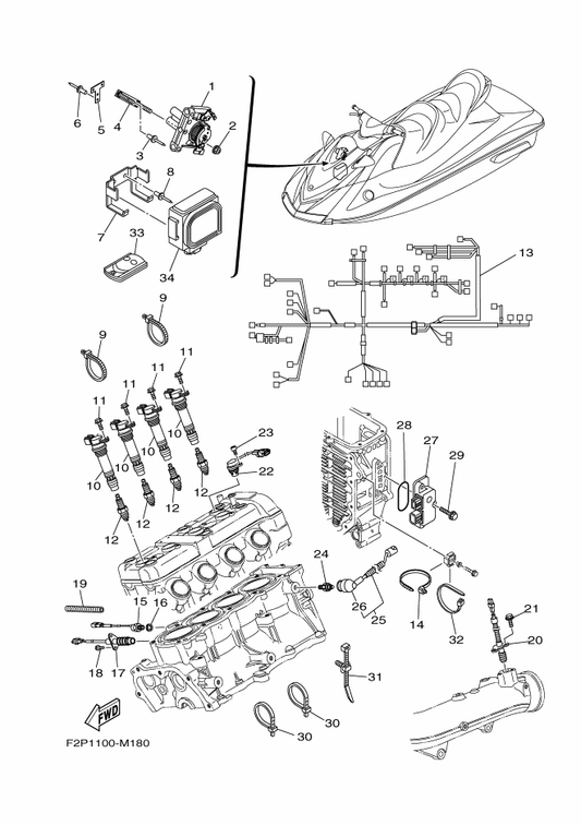 Yamaha 95880-06016 Bolt, Flange — shown on the Electrical 2 parts diagram