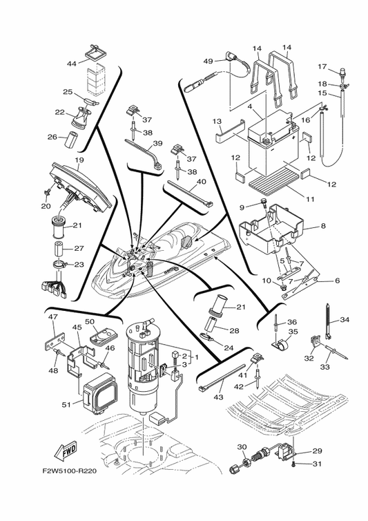 Yamaha F1K-U8221-00 Pad, Battery — shown on the Electrical 3 parts diagram