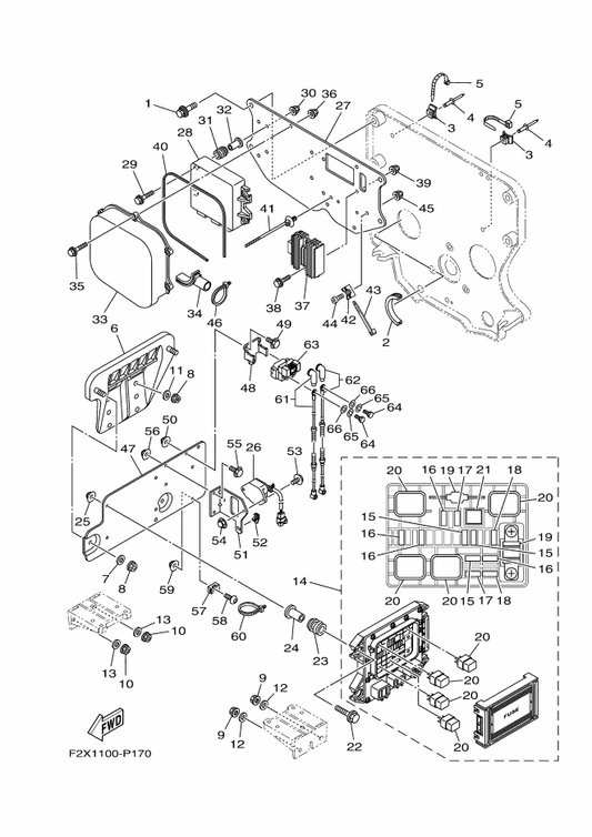 Yamaha 95814-06025 Bolt, Flange — shown on the Electrical 1 parts diagram