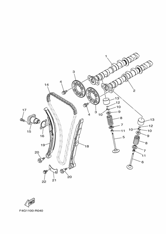 Yamaha 3D7-12117-00 Retainer, Valve Spring — shown on the Valve parts diagram