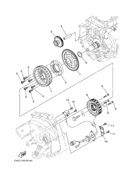 Yamaha 90201-30013 Washer, Plate — shown on the Generator parts diagram