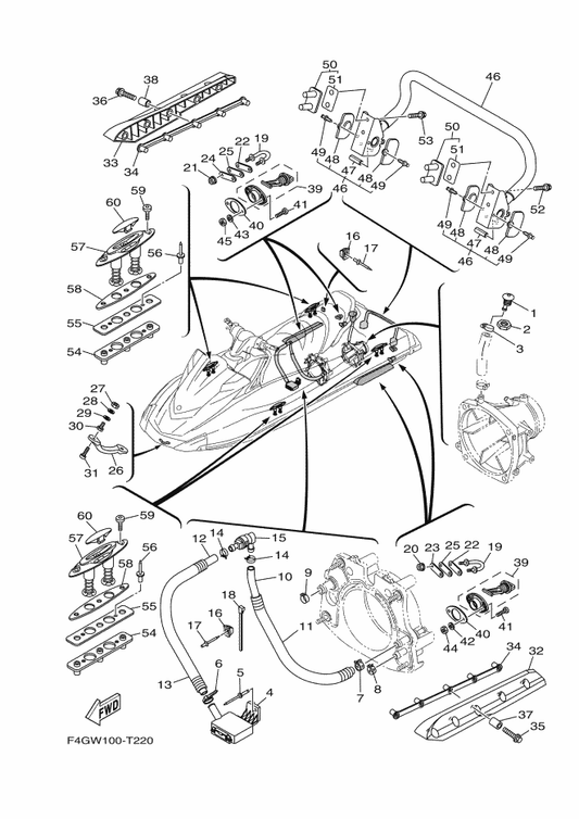 Yamaha 90467-26800 Clip — shown on the Hull & Deck parts diagram