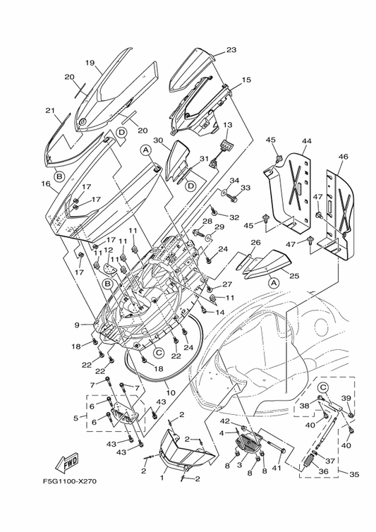 Yamaha 90201-068G0 Washer, Plate — shown on the Engine Hatch 2 parts diagram