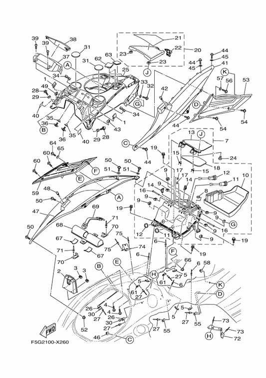 Yamaha F3X-U1355-00 Bolt — shown on the Engine Hatch 1 parts diagram