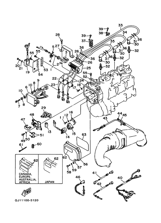 Yamaha 97780-50116 . Screw, Tapping — shown on the Electrical 1 parts diagram