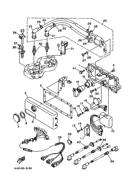 Yamaha 94701-00195 Plug, Spark — shown on the Electrical 1 parts diagram