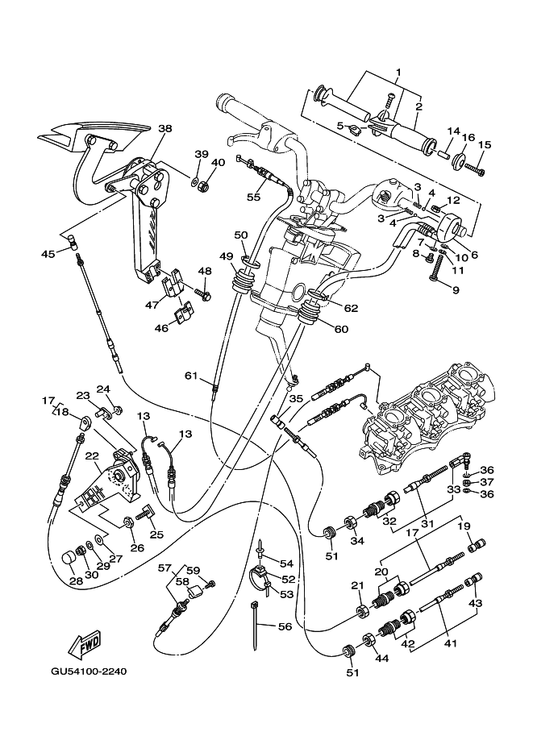 Yamaha 98980-04010 Screw, Bind — shown on the Control Cable parts diagram
