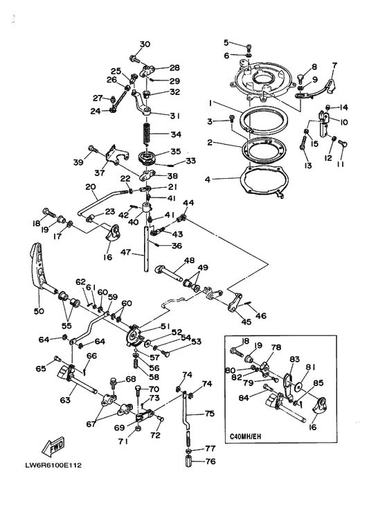 Yamaha 91690-40022 . Pin, Spring — shown on the Control parts diagram