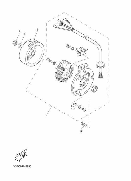 Yamaha 5WK-H1410-00 Stator Assy — shown on the Generator parts diagram