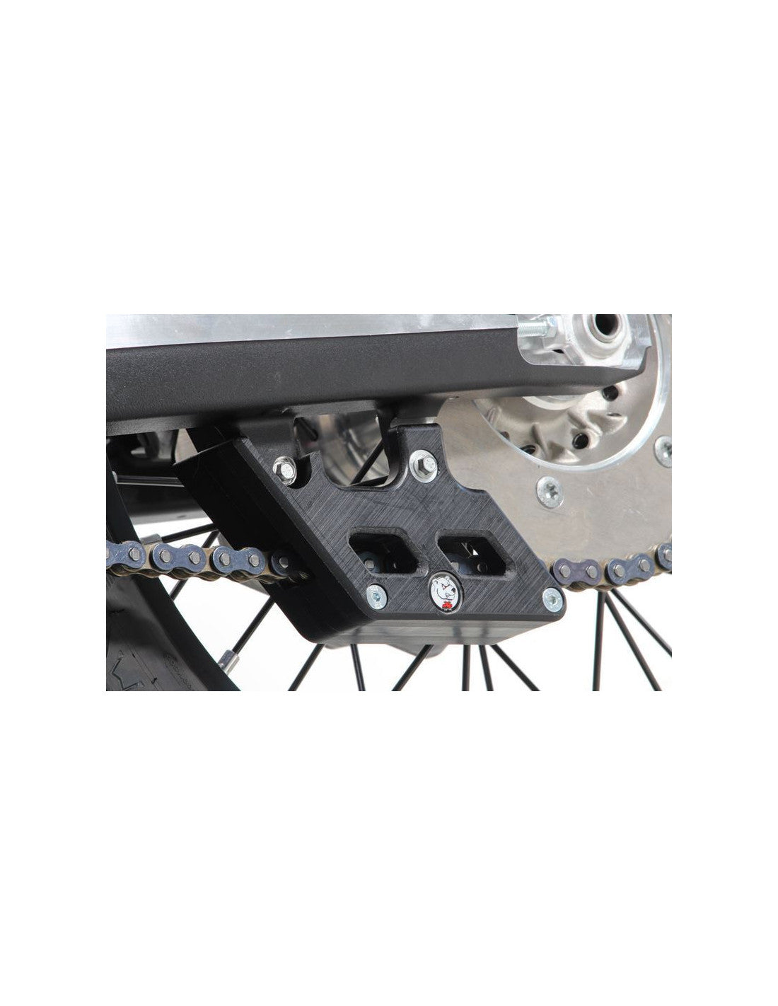 Front view of the black chain guide in UHMW plastic for Beta