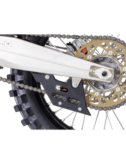 Vue latérale du guide chaine noir en plastique UHMW pour Ducati Desmo450 MX