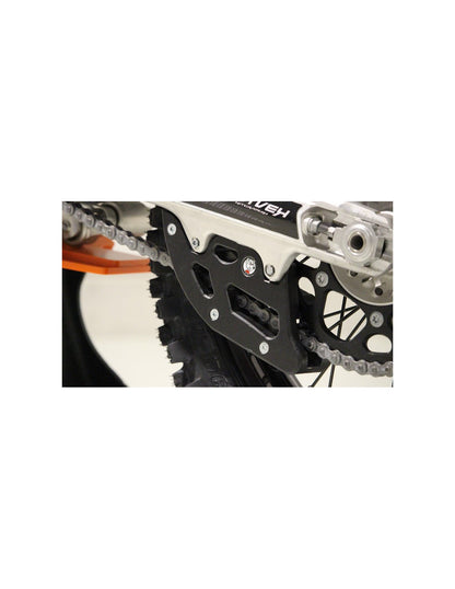 Vue arrière du guide chaine noir en plastique UHMW pour KTM - Husqvarna